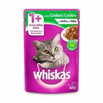 Ração para gatos whiskas adulto úmida cordeiro sachê 85g