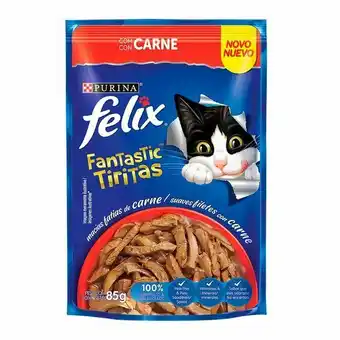 Zona Sul Ração para gatos úmida purina felix fantastic tiritas carne sachê 85g oferta