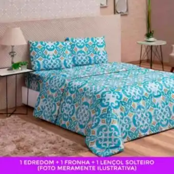 Vest Casa Kit edredom solteiro col vidaecor 3 peças azulejo portugu... oferta