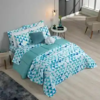 Vest Casa Kit cama posta completa queen col vidaecor geometric blue... oferta