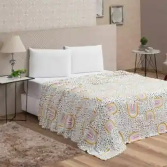 Cobertor manta queen microfibra flannel rainbow art vestc...