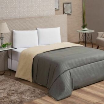 Coberdrom queen microfibra stripes cinza chumbo vestcasa...