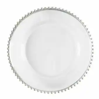 Sousplat plástico 32cm pearl borda prata vestcasa...