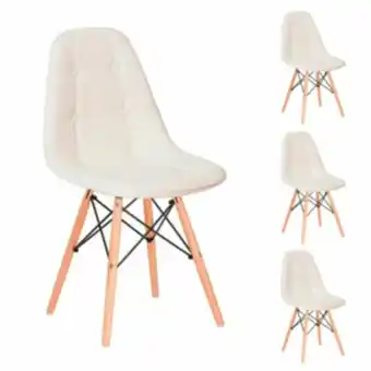 Vest Casa Kit 4uni cadeira estofada eames eiffel botonê base madeir... oferta