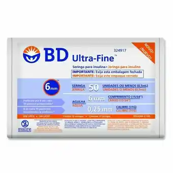 Droga Raia Seringa de insulina bd ultra-fine 6mm 50ui com 10 unidades oferta