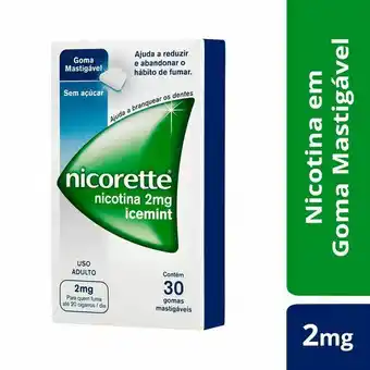 Goma para parar de fumar nicorette icemint 2mg com 30 unidades