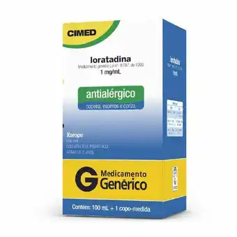 Loratadina 1mg/ml cimed xarope com 100ml