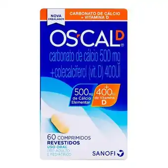 Drogaria São Paulo Suplemento vitamínico cálcio com vitamina d os-cal d 500mg + 400 ui 60 comprimidos oferta