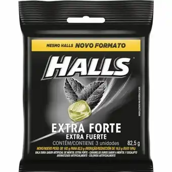 Bala halls extra forte embalagem 82g