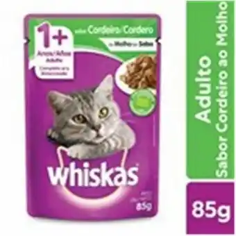 Ração úmida whiskas sachê cordeiro ao molho para gatos adultos 85 g