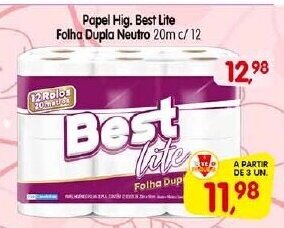 Papel Hig. Best Lite Folha Dupla Neutro 20m c/ 12