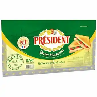 Giga Atacado Queijo mussarela fatiado président 1kg oferta
