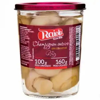 Cogumelo champignon inteiro raiola 100g