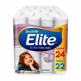 Papel higiênico elite folha dupla 30 metros leve 24 pague 22