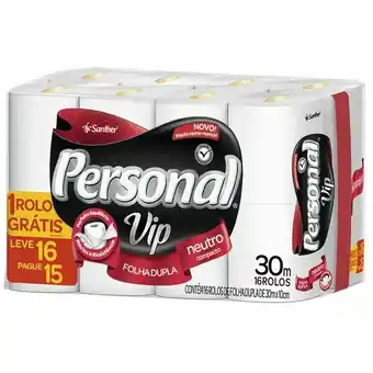 Papel higiênico neutro folha dupla personal 30 metros leve 16 pague 15
