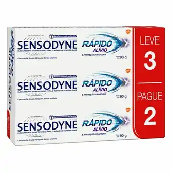 Giga Atacado Creme dental sensodyne rápido alívio 90g leve 3 pague 2 oferta