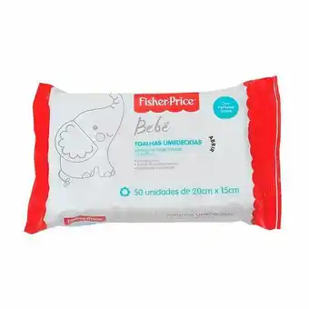 Toalha umedecida fisher price com perfume 50 unidades