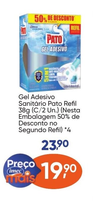 Imec Supermercados Gel Adesivo Sanitário Pato Refil 38g oferta