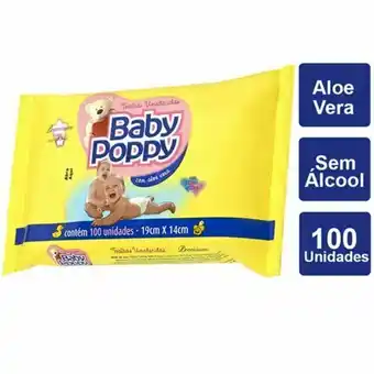 Violeta Supermercados Toalha umedecida baby poppy com aloe vera pacote 100 un oferta
