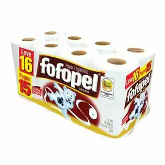 Papel higiênico fofopel neutro folha dupla oferta embalagem 16 rolos