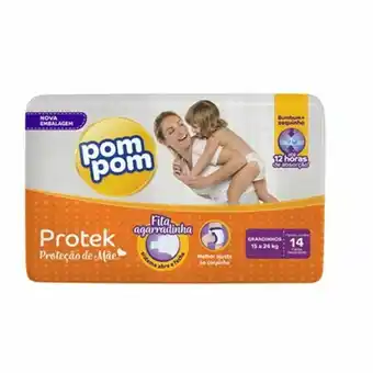 Fraldas descartáveis pom pom protek baby grandinhos pacote 14 un