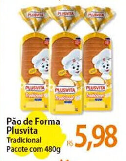 Atacadão Pão de Forma Plusvita Tradicional Pacote com 480g oferta
