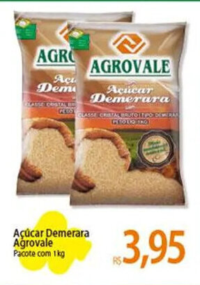 Açúcar Demerara Agrovale Pacote com 1kg
