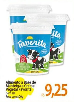 Atacadão Alimento à Base de Manteiga e Creme Vegetal Favorita Com sal Pote com 500g oferta