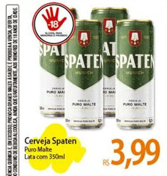 Atacadão Cerveja Spaten Puro Malte Lata com 350ml oferta