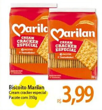 Atacadão Biscoito Marilan Cream cracker especial Pacote com 350g oferta
