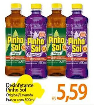Desinfetante Pinho Sol Original/Lavanda Frasco com 500ml