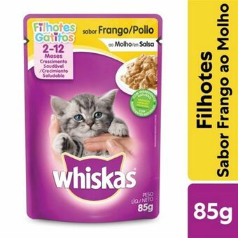 Alimento para gatos filhotes whiskas frango ao molho 85g