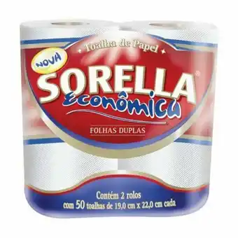 Toalha de papel sorella pacote 2 un 22 x 19cm