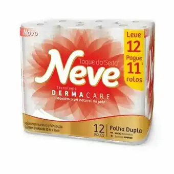 Supermercados Paraná Papel higiênico neve folha dupla toque de seda pacote 12 unidades oferta