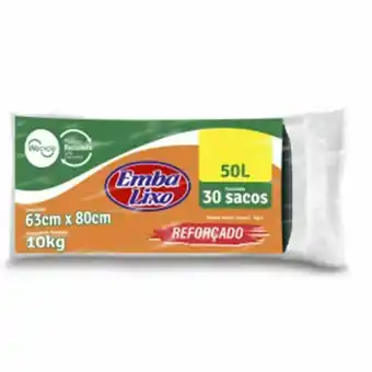 Saco de lixo embalixo preto 50l 30 un