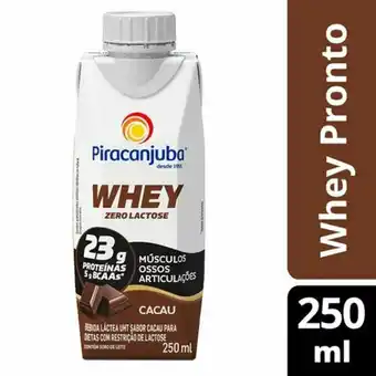 X Supermercados Bebida piracanjuba whey zero lactose cacau 250ml oferta