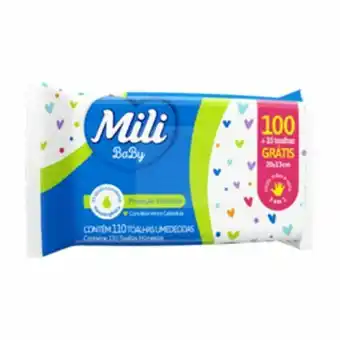 X Supermercados Toalinha umedecida mili baby com 110 unidades oferta