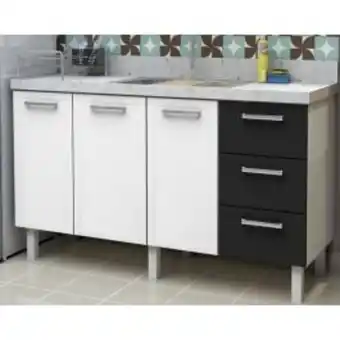 Obramax Gabinete aço para pia 150cm apolo flat preto mon oferta