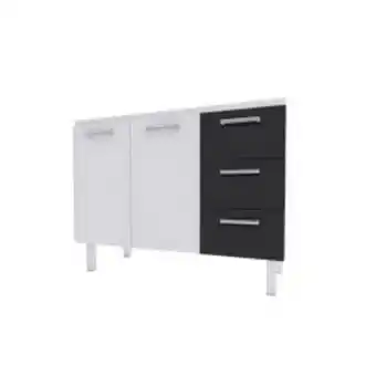 Obramax Gabinete aço para pia 120cm apolo flat preto mon oferta