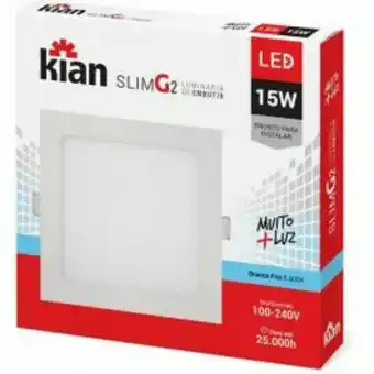 Painel led quadrado slim embutir 15w 1000 lumens luz branca