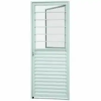 Porta social de giro com postigo alumínio branco direito 215x87cm