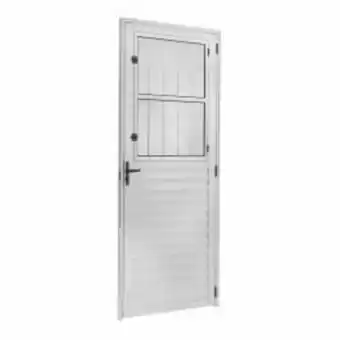 Obramax Porta social com postigo vcan alumínio branco esquerdo 210x80cm oferta