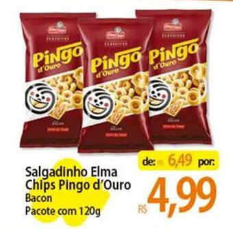 Atacadão Salgadinho Elma Chips Pingo d'Ouro Bacon Pacote com 120g oferta