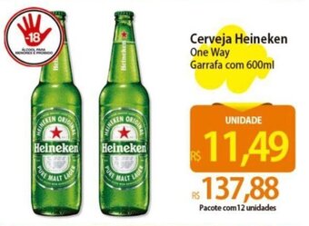 Atacadão Cerveja Heineken One Way Garrafa com 600ml oferta