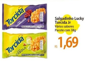 Atacadão Salgadinho Lucky Torcida Jr Vários sabores Pacote com 38g oferta