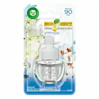 Difusor elétrico bom ar lirio branco e algodão refil 16ml