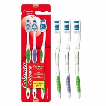 Escova dental macia colgate classic clean oferta 3un