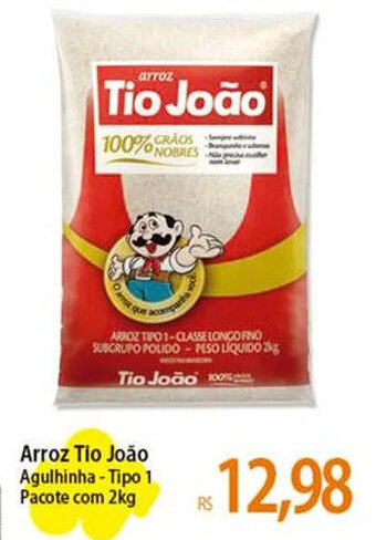 Arroz Tio João Agulhinha - Tipo 1 Pacote com 2kg