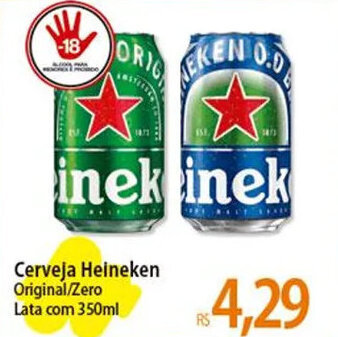Atacadão Cerveja Heineken Original/Zero Lata com 350ml oferta