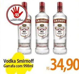 Atacadão Vodka Smirnoff Garrafa com 998ml oferta